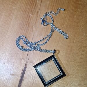 Silver Square Pendant Necklace